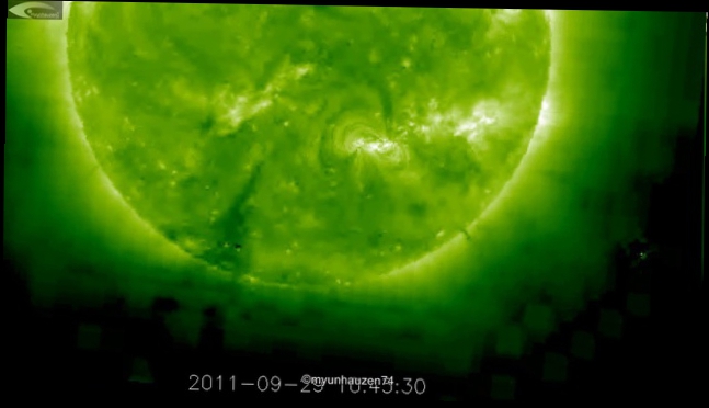 Активность НЛО на орбите Солнца 29 сентября 2011 (СОХО СТЕРЕ