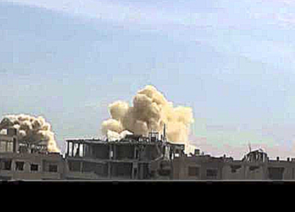 Syria - SyAAF Mi-24 "Hind" dropping bombs over Darayya 18/10 | 1/2