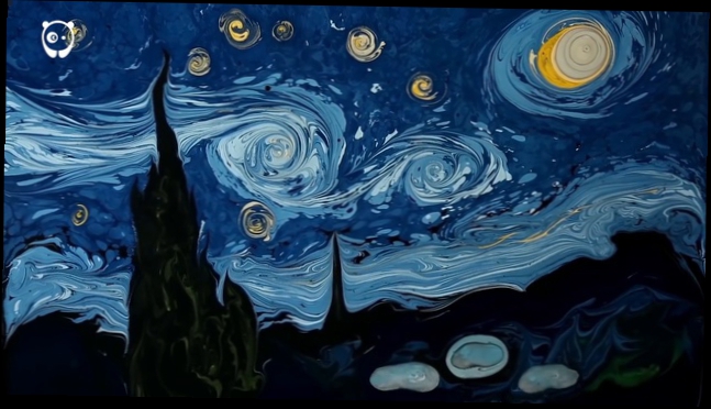 Звёздная ночь Ван Гога, нарисованная на черной воде 
