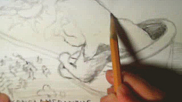Как нарисовать Бабу Ягу в ступе простым карандашом от KONGLAMERANTUS 2014