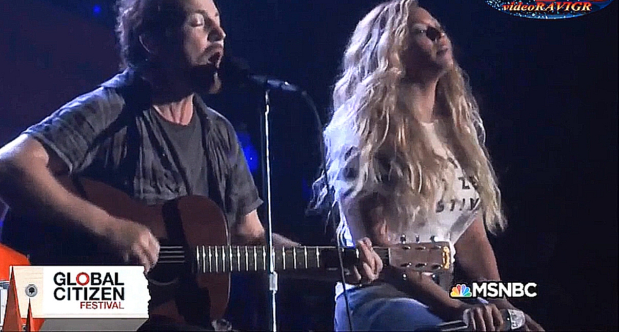 Видеоклип Beyoncé feat. Eddie Vedder - Redemption Song.  Global Citizen Festival, 26.09.15